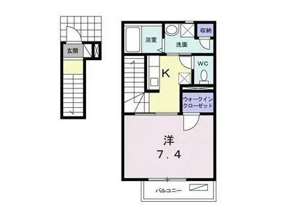 ルプレジール(1K/2階)の間取り写真