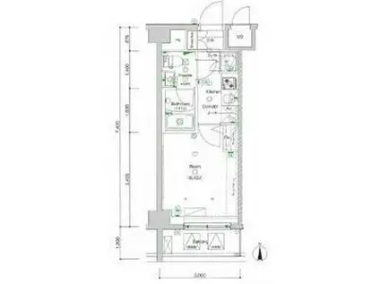 REALIZE西川口II(1K/4階)の間取り写真