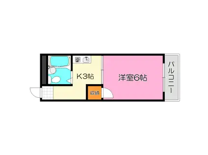 シャトーエソール(1K/4階)の間取り写真