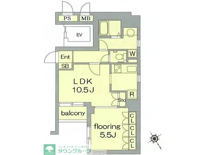 グランヴァン水天宮II(1LDK/4階)の間取り写真