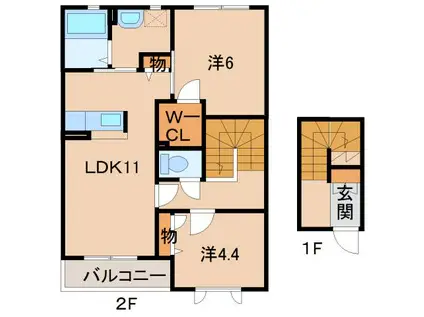 シャーメゾンJ(2LDK/2階)の間取り写真