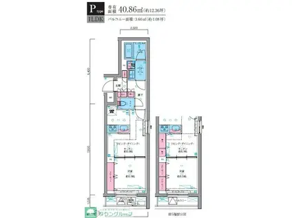 GENOVIA東向島SKYGARDEN(1LDK/2階)の間取り写真