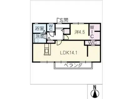 グリーンパークテラザワ(1LDK/2階)の間取り写真
