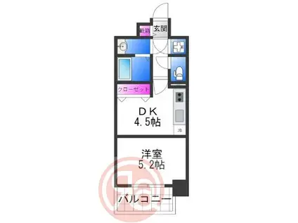 レジュールアッシュ アーバンイール(1DK/5階)の間取り写真