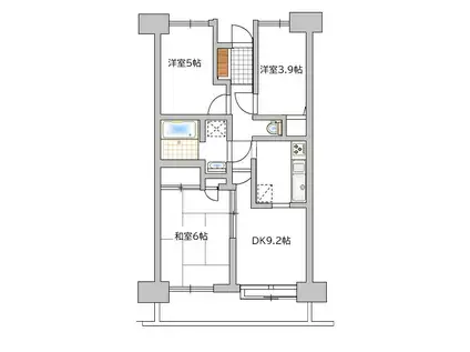 浦和パークファミリア(3LDK/8階)の間取り写真
