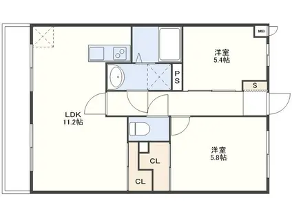 モアナベルコート(2LDK/2階)の間取り写真
