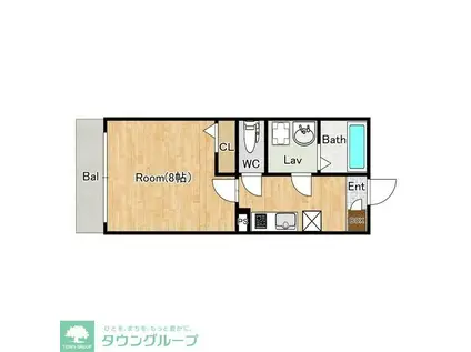 ジーメゾン松戸六実ビアン(1K/1階)の間取り写真