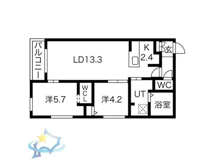 GEレジデンス琴似(2LDK/3階)の間取り写真