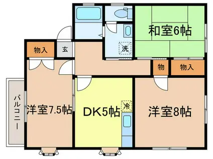 リブレーヌ・ドゥ(3DK/2階)の間取り写真