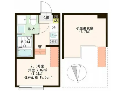 HERMITAGE(ワンルーム/1階)の間取り写真