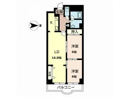 グランディ白鷺(2LDK/4階)の間取り写真