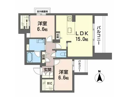 セリシール ビジュ(2LDK/2階)の間取り写真
