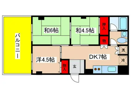 グリーンウッド新百合ヶ丘(3DK/4階)の間取り写真
