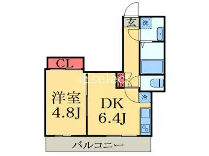 ウエスト COURT SOGA(1DK/2階)の間取り写真