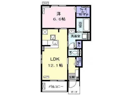 フォルトゥーナIII(1LDK/1階)の間取り写真