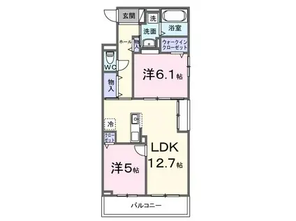 ティリア コート(2LDK/2階)の間取り写真