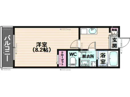 クレフラスト井尻ⅡC(1K/1階)の間取り写真