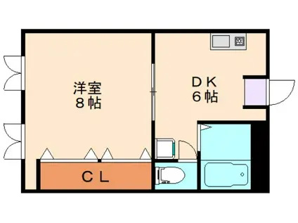プリンスビル(1DK/2階)の間取り写真