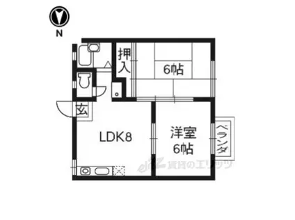 ラトゥール岩倉南(2DK/2階)の間取り写真