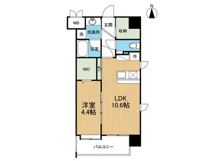 フェリーチェ古城公園(1LDK/9階)の間取り写真