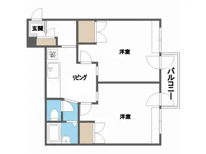 エスパシオ澄川(2K/4階)の間取り写真