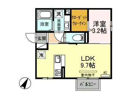 アメニティタウンIII A棟(1LDK/2階)の間取り写真