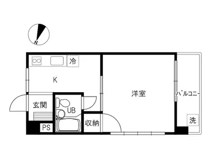 山一ハイツ(1K/1階)の間取り写真