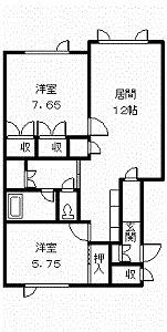 タウンズ秋月C棟(2LDK/2階)の間取り写真