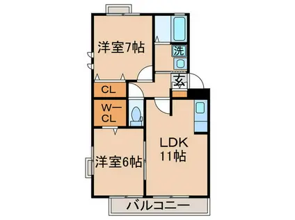 AM HEARTII(2LDK/2階)の間取り写真