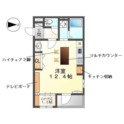 トウリ ルームズ徳川東(ワンルーム/2階)の間取り写真
