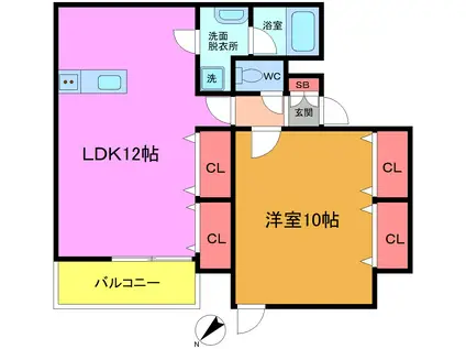 メゾンドール(1LDK/3階)の間取り写真