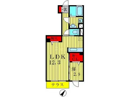 サン・デボーテ(1LDK/1階)の間取り写真