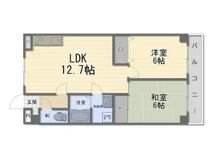 プランドール山本(2LDK/3階)の間取り写真