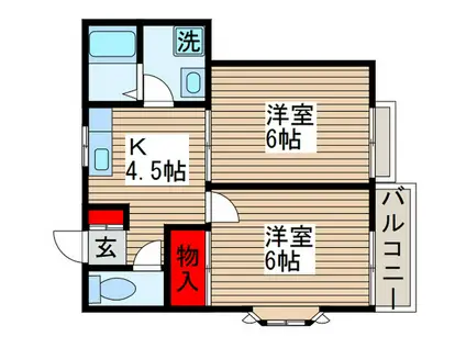 ハイツ雅(2K/2階)の間取り写真