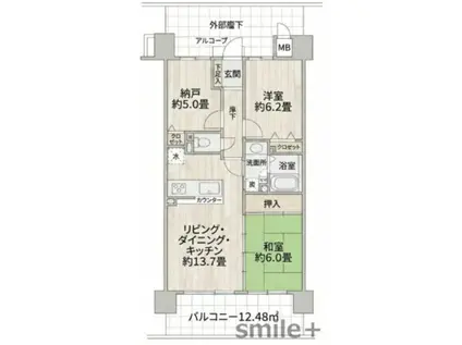 サーパス医大南(3LDK/8階)の間取り写真
