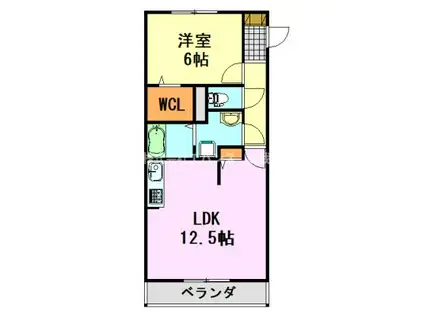 イデアル(1LDK/2階)の間取り写真