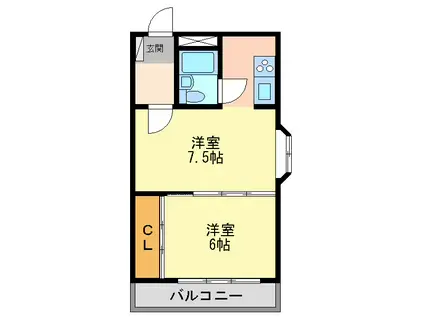 TOMロイヤルシャトー(2K/2階)の間取り写真