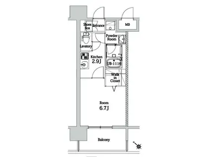 エンクレスト博多LIBERTY(1K/4階)の間取り写真