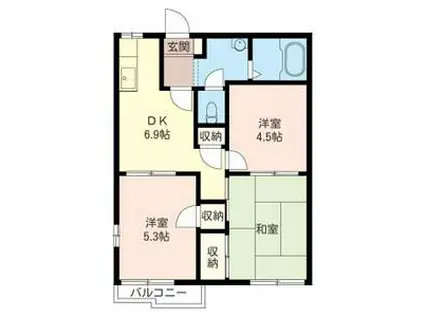 ドミールリンB(3DK/2階)の間取り写真