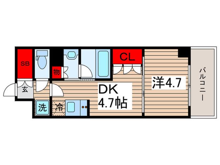 グランパセオ清澄白河II(1DK/9階)の間取り写真