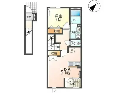 OASIS(1LDK/2階)の間取り写真