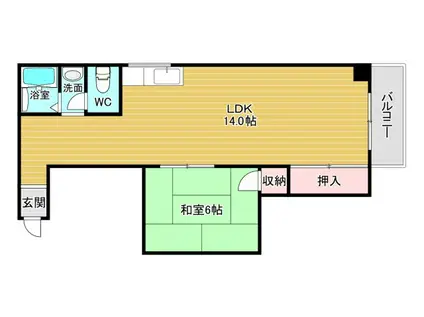コーポ千陽(2DK/4階)の間取り写真