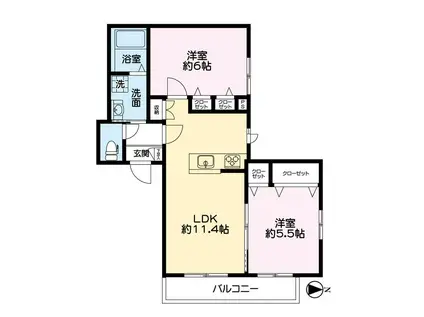 ピノメゾン(2LDK/2階)の間取り写真