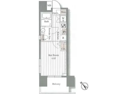 ドゥーエ大森(1K/3階)の間取り写真