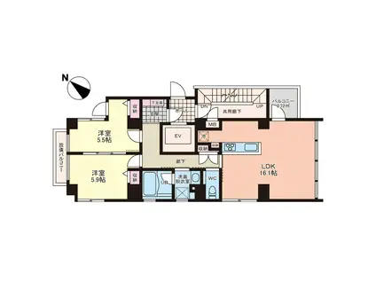 ドローム昭代II(2LDK/3階)の間取り写真