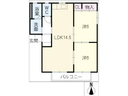 SOCIA KOSHIMIZU(2LDK/2階)の間取り写真