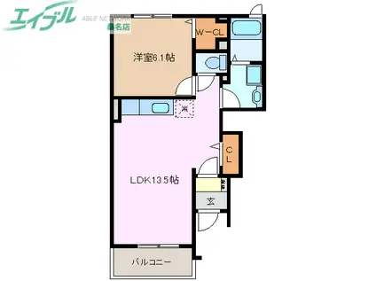 JR関西本線 朝日駅 徒歩10分 2階建 築17年(1LDK/1階)の間取り写真