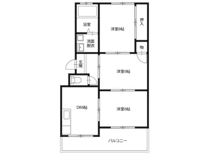 豊浜マンション(3DK/1階)の間取り写真