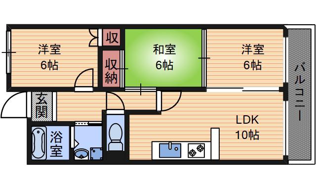 カサフィエスタ(3LDK/3階)の間取り写真
