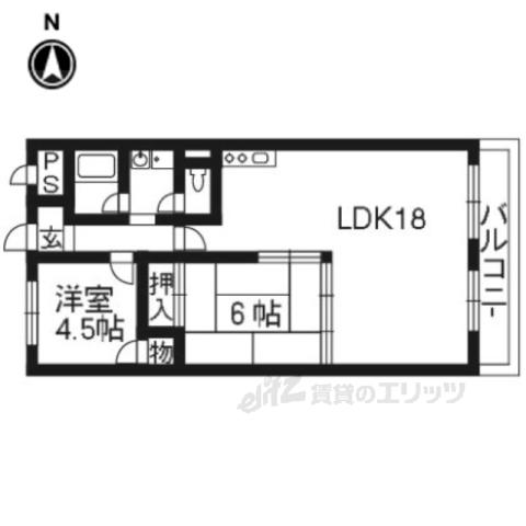 シャルマンコーポ香里ヶ丘(2LDK/4階)の間取り写真